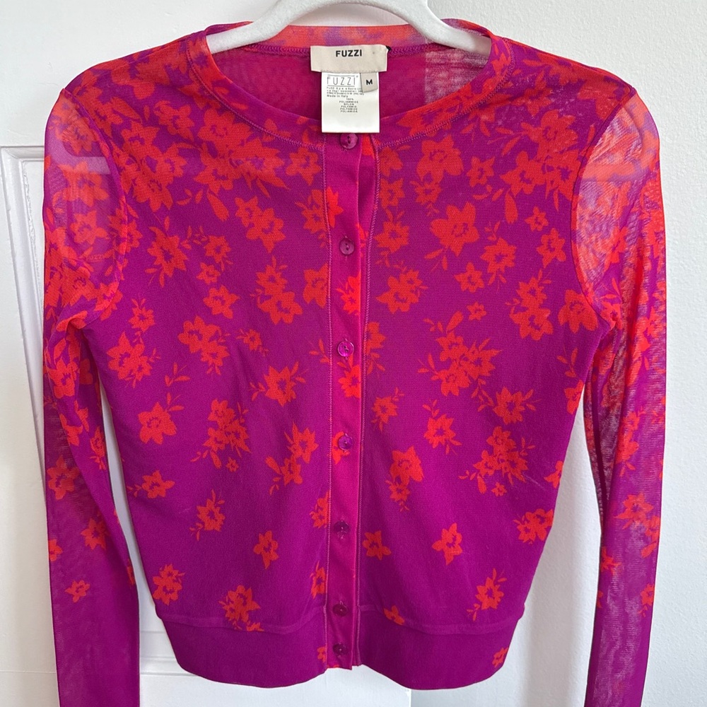 Fuzzi Women's Floral Cardigan - Purple and Orange